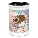 Coconut and Leaves Ceramic Pencil Holders - Black