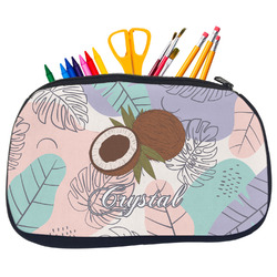 Coconut and Leaves Neoprene Pencil Case - Medium w/ Name or Text