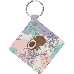 Coconut and Leaves Diamond Plastic Keychain w/ Name or Text