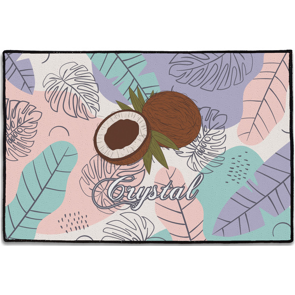 Custom Coconut and Leaves Door Mat - 36"x24" w/ Name or Text