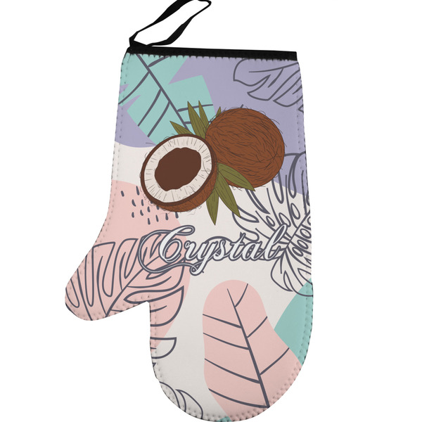 Coconut and Leaves Personalized Oven Mitt - Left
