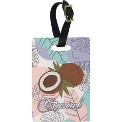 Coconut and Leaves Plastic Luggage Tag - Rectangular w/ Name or Text