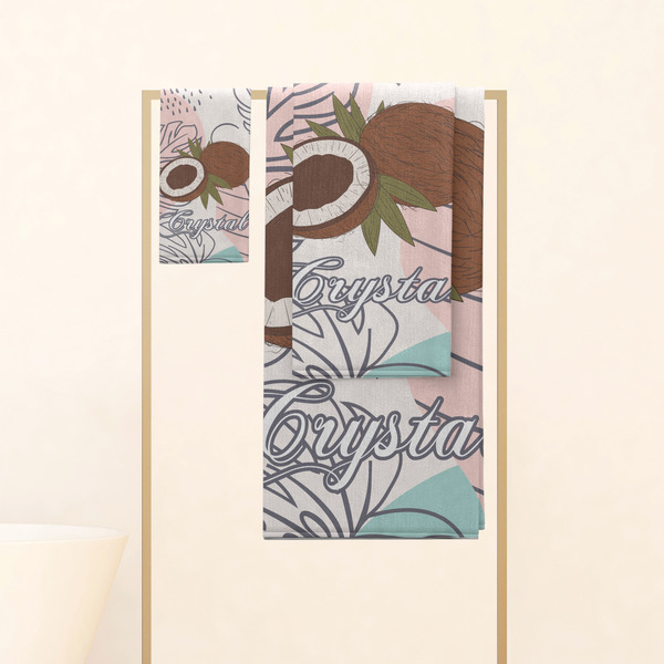 Coconut and Leaves Personalized Towel Set