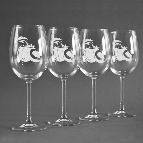 Coconut and Leaves Personalized Wine Glasses (Set of 4)