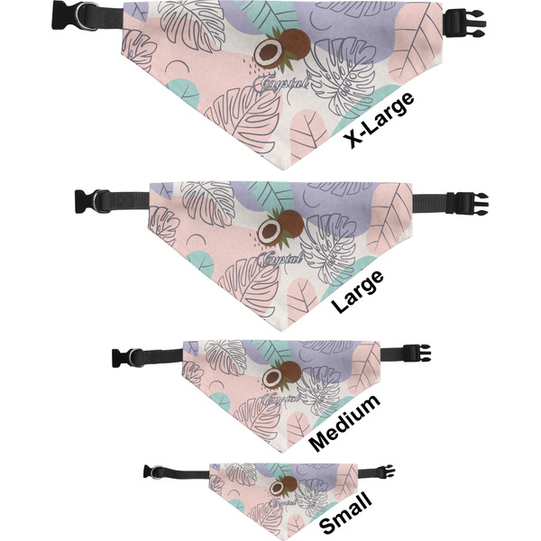 Coconut and Leaves Pet Bandana Sizes