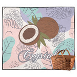 Coconut and Leaves Outdoor Picnic Blanket w/ Name or Text
