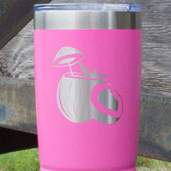 Coconut and Leaves 20 oz Stainless Steel Tumbler - Pink - Single Sided