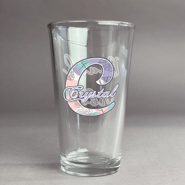 Custom Coconut and Leaves Pint Glass - Full Color Logo (Personalized)