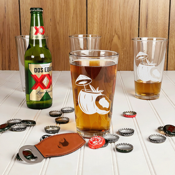 Coconut and Leaves Pint Glasses - In Context