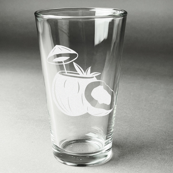Custom Coconut and Leaves Pint Glass - Engraved