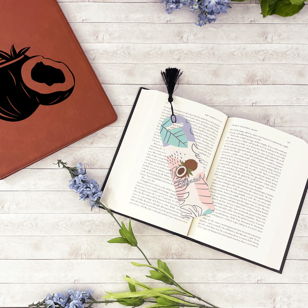 Coconut and Leaves Plastic Bookmarks - In Context