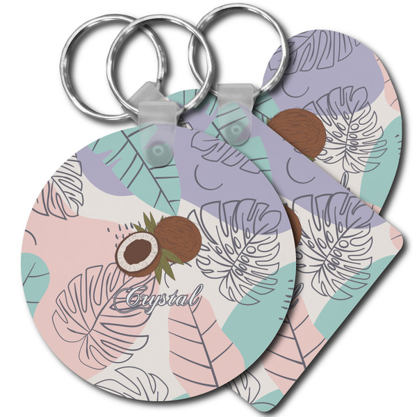 Custom Coconut and Leaves Plastic Keychain (Personalized)