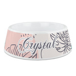 Coconut and Leaves Plastic Dog Bowl (Personalized)