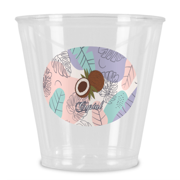 Custom Coconut and Leaves Plastic Shot Glass (Personalized)