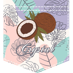 Coconut and Leaves Iron On Faux Pocket w/ Name or Text