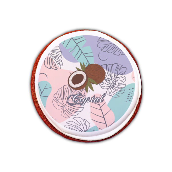 Coconut and Leaves Printed Icing Circle - XSmall - On Cookie