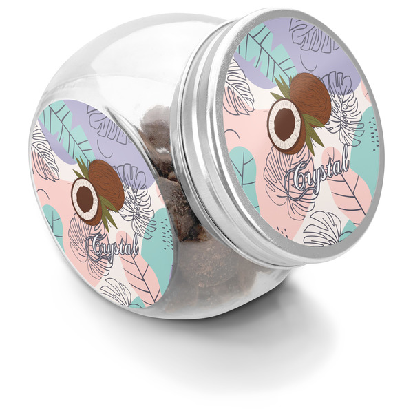 Custom Coconut and Leaves Puppy Treat Jar (Personalized)