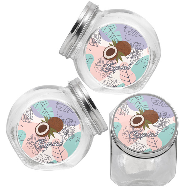Coconut and Leaves Puppy Treat Jar - Top Left Right