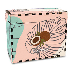 Coconut and Leaves Wood Recipe Box - Full Color Print (Personalized)