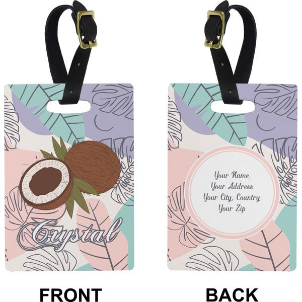 Coconut and Leaves Rectangle Luggage Tag (Front + Back)
