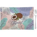 Coconut and Leaves Glass Rectangular Appetizer / Dessert Plate w/ Name or Text