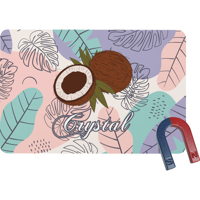 Coconut and Leaves Rectangular Fridge Magnet w/ Name or Text