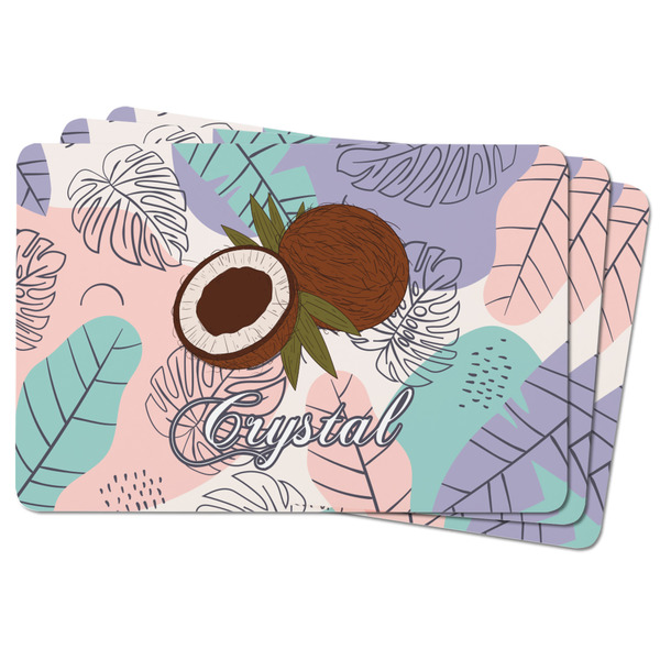 Coconut and Leaves Rectangular Fridge Magnet - THREE