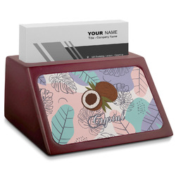 Coconut and Leaves Red Mahogany Business Card Holder w/ Name or Text
