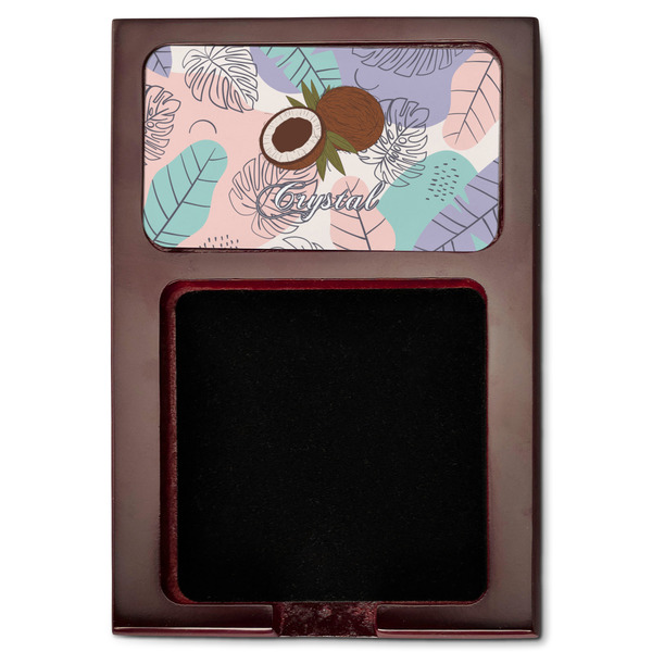 Coconut and Leaves Red Mahogany Sticky Note Holder - Flat
