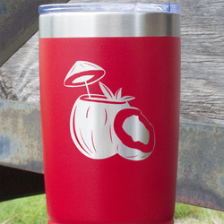 Coconut and Leaves 20 oz Stainless Steel Tumbler - Red - Single Sided