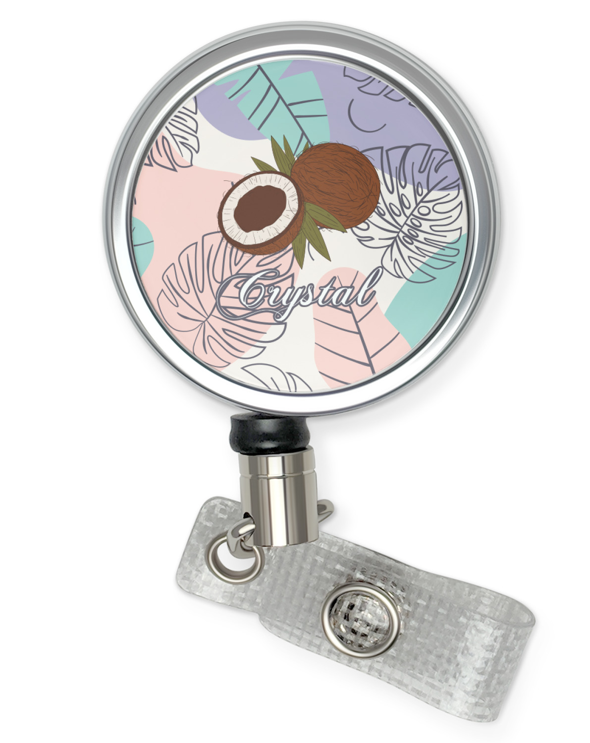 Coconut and Leaves Retractable Badge Reel (Personalized) | Office Badge Reel Clip | Nurse Badge Holder | ID Card Clip Badge Reel