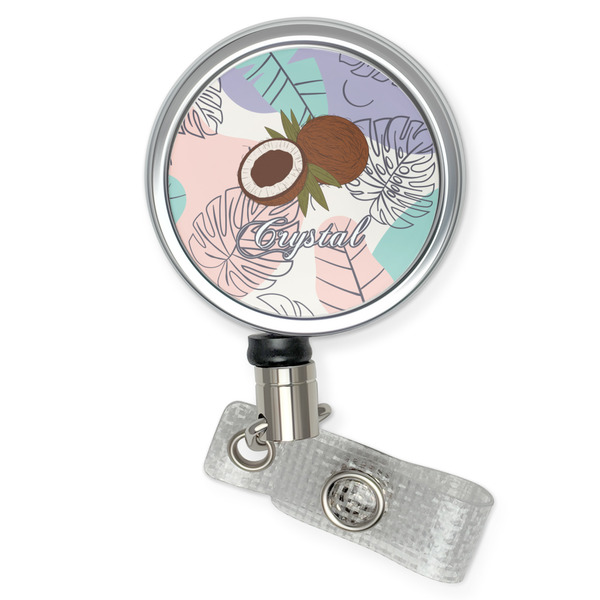 Custom Coconut and Leaves Retractable Badge Reel (Personalized)