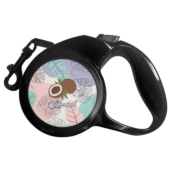 Custom Coconut and Leaves Retractable Dog Leash (Personalized)
