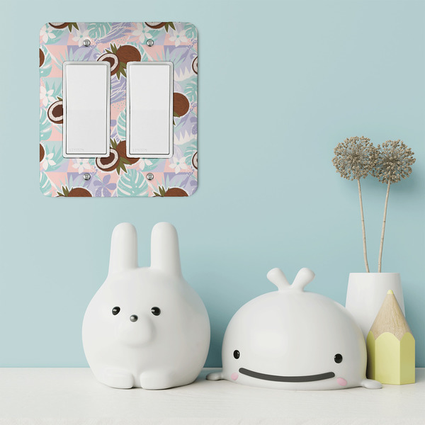 Coconut and Leaves Rocker Light Switch Covers - Double - IN CONTEXT