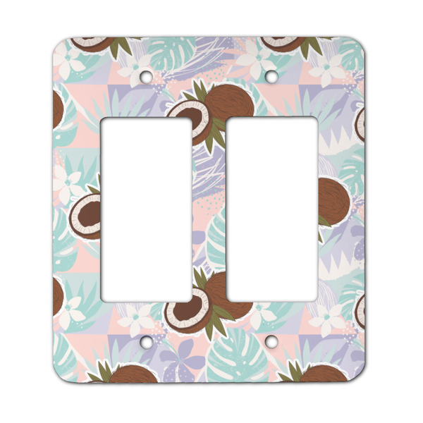 Custom Coconut and Leaves Rocker Style Light Switch Cover - Two Switch