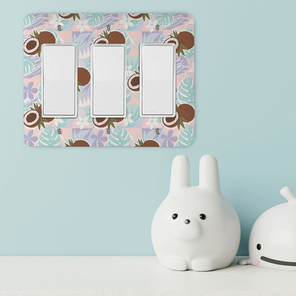 Coconut and Leaves Rocker Light Switch Covers - Triple - IN CONTEXT