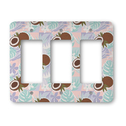Coconut and Leaves Rocker Style Light Switch Cover - Three Switch