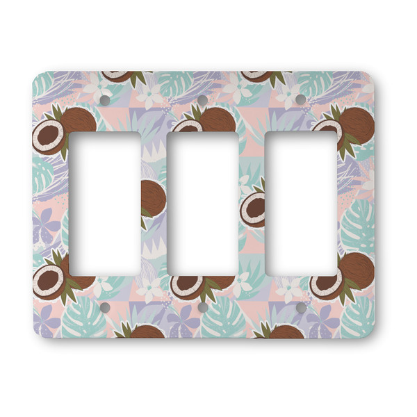 Custom Coconut and Leaves Rocker Style Light Switch Cover - Three Switch