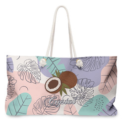 Coconut and Leaves Large Tote Bag with Rope Handles (Personalized)