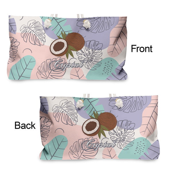 Coconut and Leaves Large Rope Tote - From & Back View