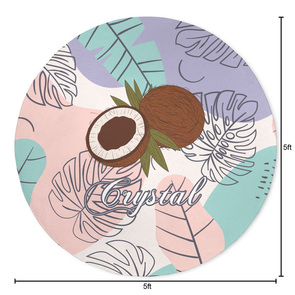 Coconut and Leaves Round Area Rug - Size