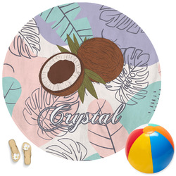 Coconut and Leaves Round Beach Towel (Personalized)