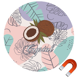 Coconut and Leaves Round Car Magnet - 10" (Personalized)