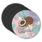 Coconut and Leaves Round Rubber Backed Coasters - Set of 4 w/ Name or Text