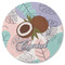 Coconut and Leaves Round Rubber Backed Coaster w/ Name or Text