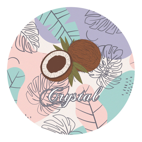 Custom Coconut and Leaves Round Decal (Personalized)
