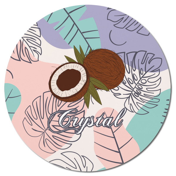 Coconut and Leaves Round Fridge Magnet - FRONT