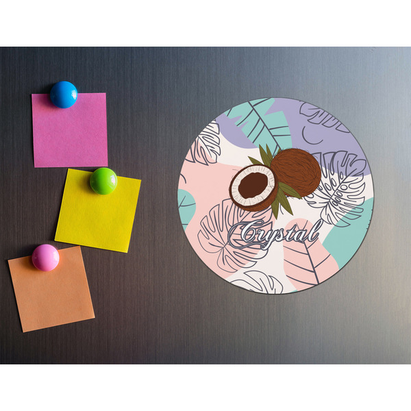 Coconut and Leaves Round Fridge Magnet - LIFESTYLE
