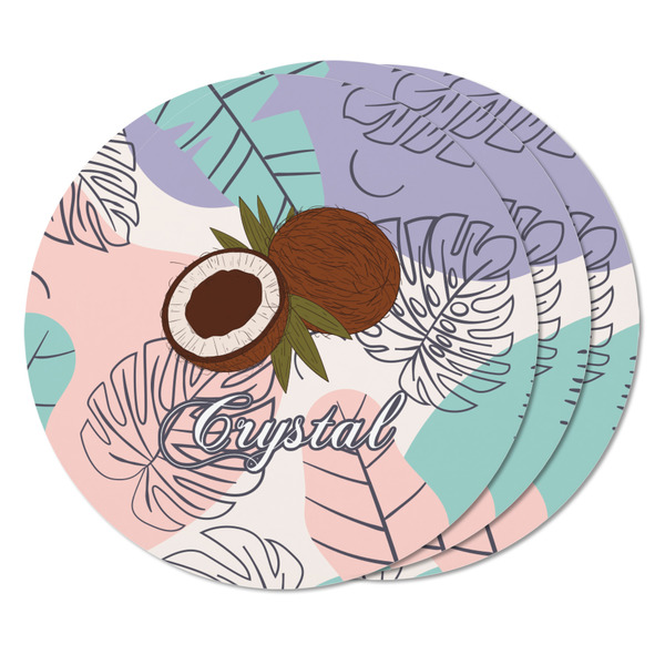 Coconut and Leaves Round Fridge Magnet - THREE