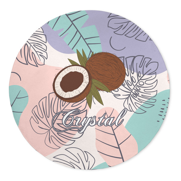 Custom Coconut and Leaves 5' Round Indoor Area Rug (Personalized)